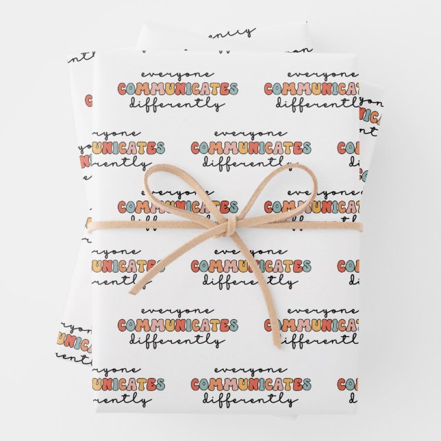 Colourful Everyone Communicates Differently  Wrapping Paper Sheet (In situ)