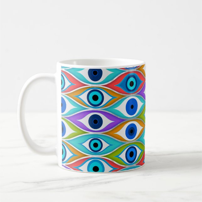 Colourful Evil Eye protection pattern Coffee Mug (Left)