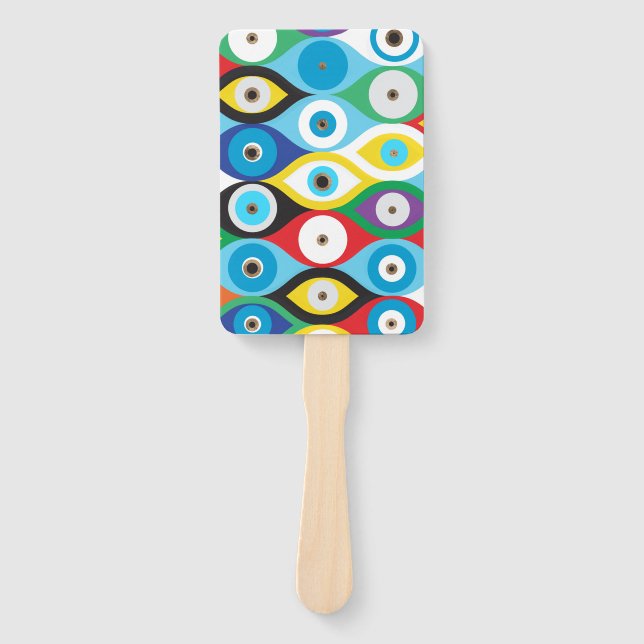 Colourful Evil Eye protection pattern Hand Fan (Front)