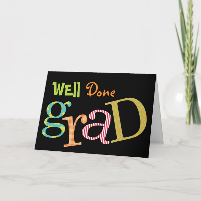 Colourful excitement well done grad congratulation card (Front)