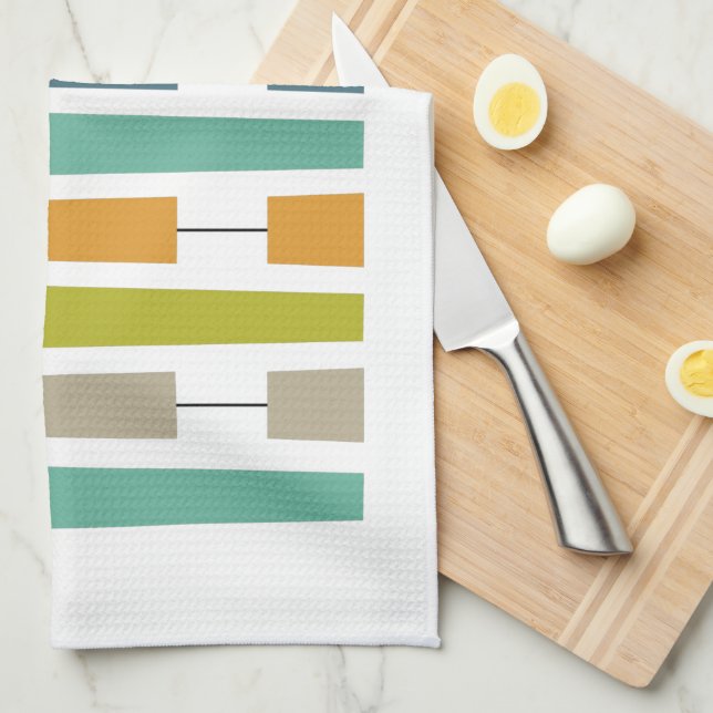 Colourful Exclamation Points Mid Century Modern Tea Towel (Quarter Fold)