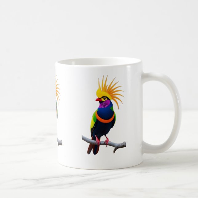 Colourful Exotic Bird Art – Vibrant Fantasy Wildli Coffee Mug (Right)