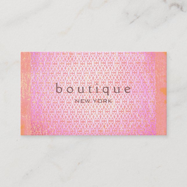 Colourful Exotic Fashion Boutique Pink Elegant Chi Business Card (Front)