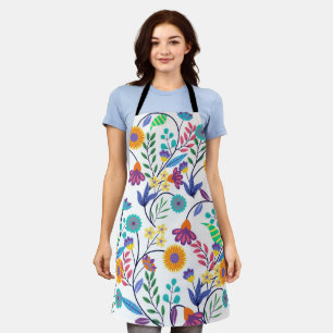 Colourful Exotic Floral Background Pattern-23145 Apron