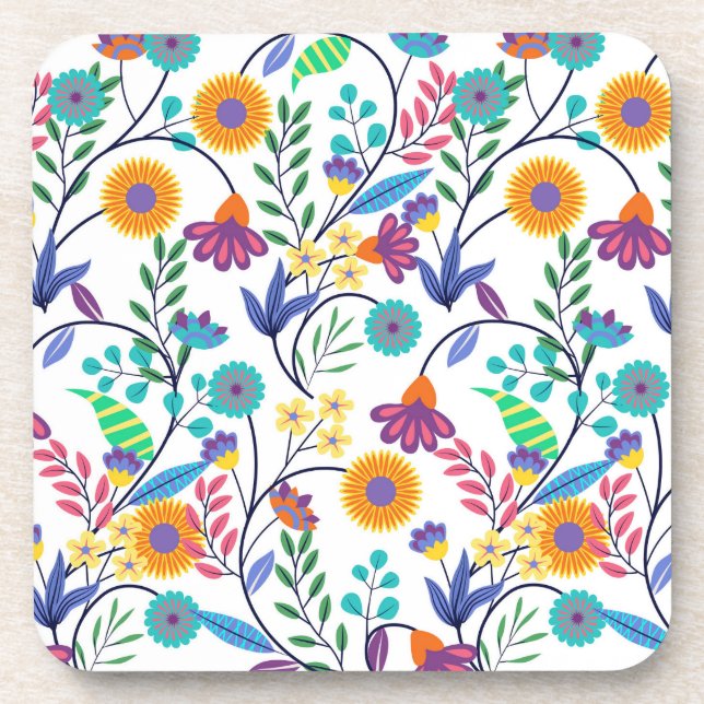 Colourful Exotic Floral Background Pattern-23145 Coaster (Front)