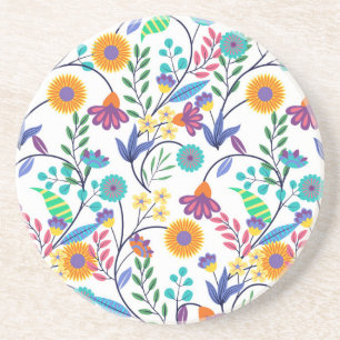 Colourful Exotic Floral Background Pattern-23145 Coaster