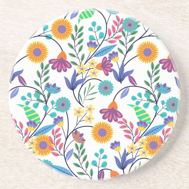 Colourful Exotic Floral Background Pattern-23145 Coaster (Front)