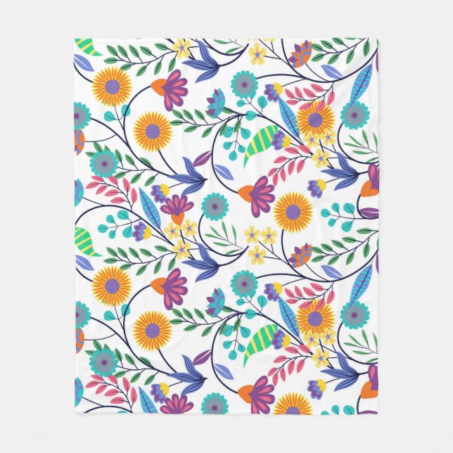 Colourful Exotic Floral Background Pattern-23145 Fleece Blanket (Front)