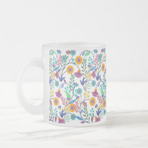 Colourful Exotic Floral Background Pattern-23145 Frosted Glass Coffee Mug