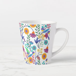 Colourful Exotic Floral Background Pattern-23145 Latte Mug