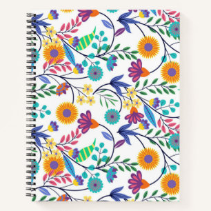 Colourful Exotic Floral Background Pattern-23145 Notebook