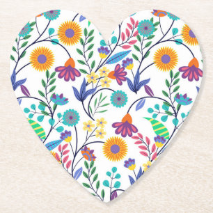 Colourful Exotic Floral Background Pattern-23145 Paper Coaster