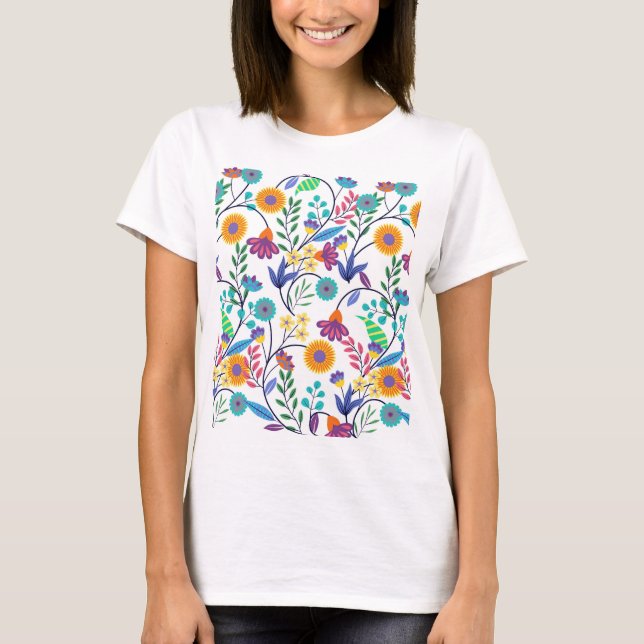 Colourful Exotic Floral Background Pattern-23145 T-Shirt (Front)