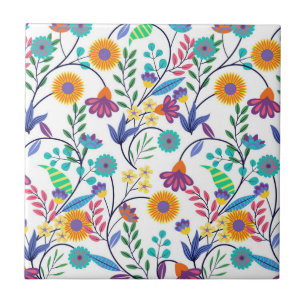 Colourful Exotic Floral Background Pattern-23145 Tile