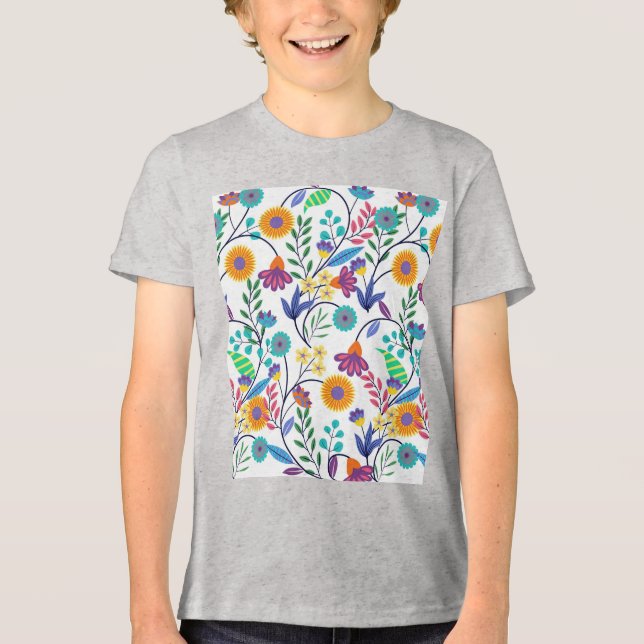 Colourful Exotic Floral Background Pattern-23145 Tri-Blend Shirt (Front)