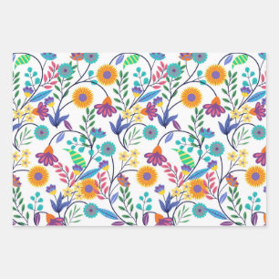 Colourful Exotic Floral Background Pattern-23145 Wrapping Paper Sheet