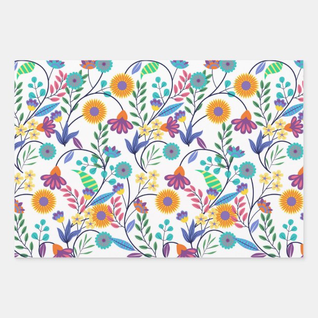 Colourful Exotic Floral Background Pattern-23145 Wrapping Paper Sheet (Front)
