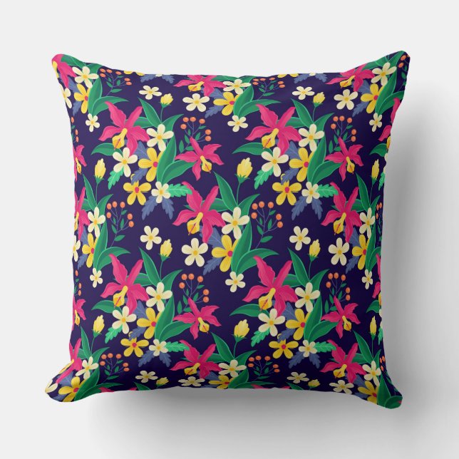 Colourful Exotic Floral Pattern-23021 Cushion (Front)