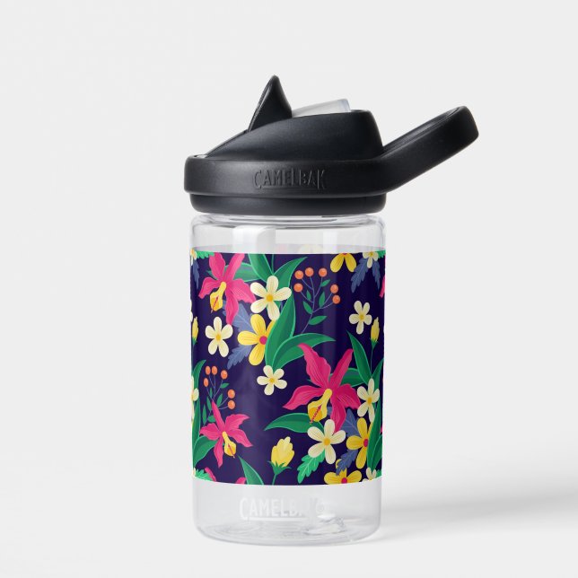 Colourful Exotic Floral Pattern-23021 Water Bottle (Left)