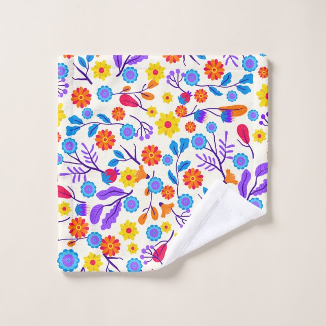 Colourful Exotic Floral Pattern-23146 Wash Cloth (Wash Cloth)