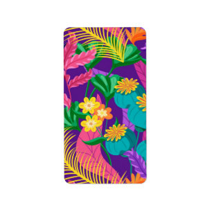 Colourful Exotic Floral Pattern-23148 Label