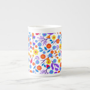 Colourful Exotic Floral Pattern-23165 Bone China Mug