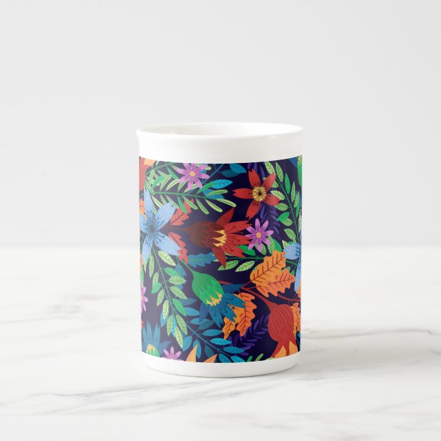 Colourful Exotic Floral Pattern-32436 Bone China Mug (Front)