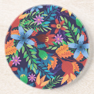 Colourful Exotic Floral Pattern-32436 Coaster