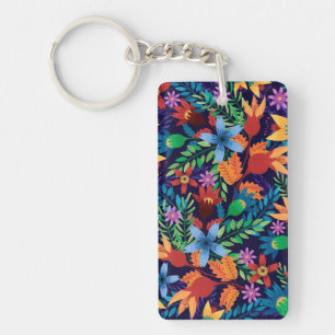 Colourful Exotic Floral Pattern-32436 Key Ring