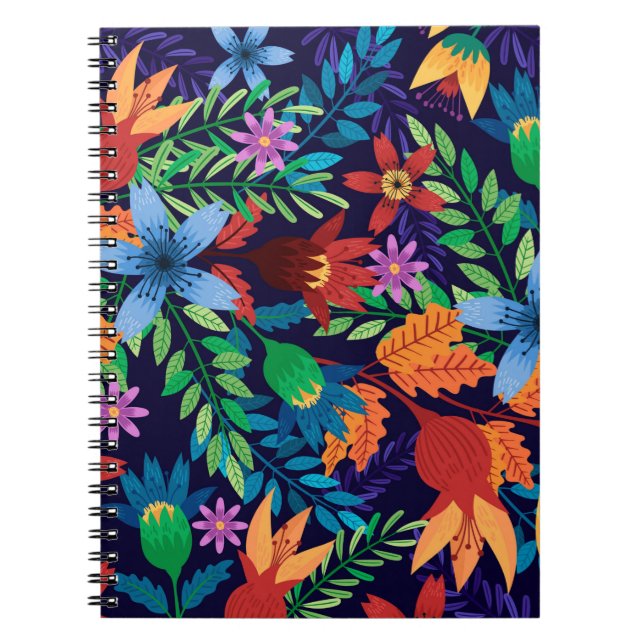 Colourful Exotic Floral Pattern-32436 Notebook (Front)