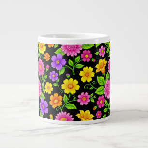 Colourful Exotic Floral Pattern-35681 Large Coffee Mug
