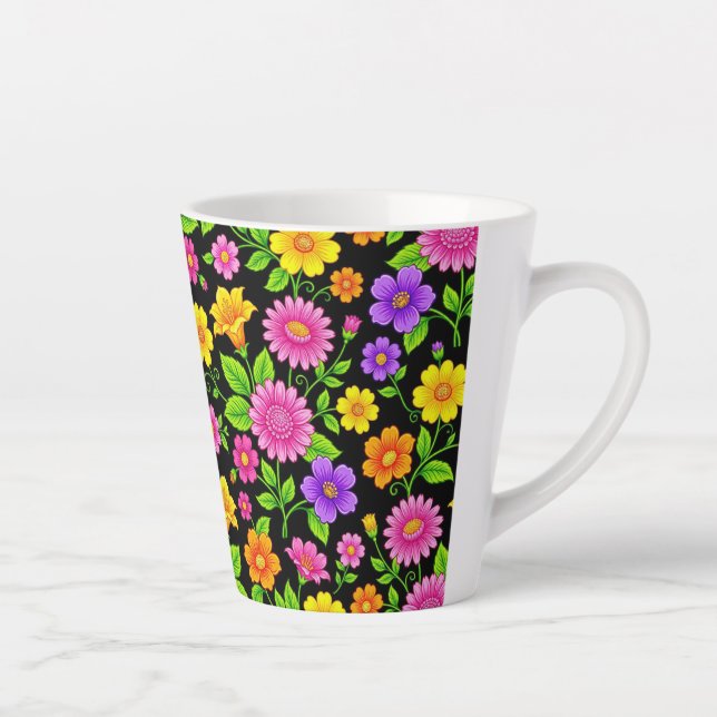 Colourful Exotic Floral Pattern-35681 Latte Mug (Right)