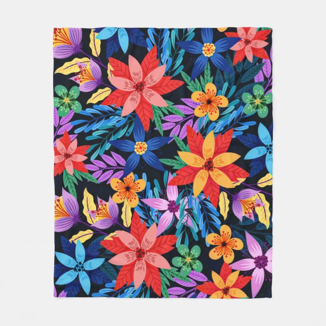 Colourful Exotic Floral Pattern-68578 Fleece Blanket (Front)
