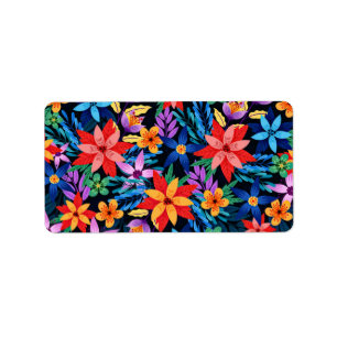 Colourful Exotic Floral Pattern-68578 Label