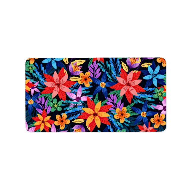Colourful Exotic Floral Pattern-68578 Label (Front)