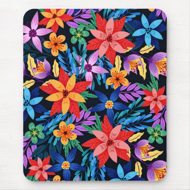 Colourful Exotic Floral Pattern-68578 Mouse Mat (Front)
