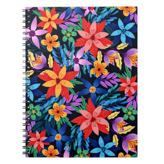 Colourful Exotic Floral Pattern-68578 Notebook (Front)