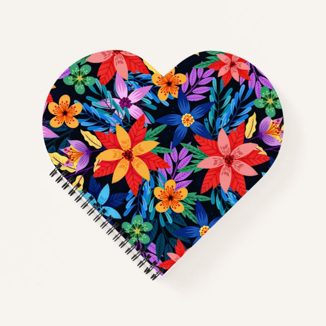 Colourful Exotic Floral Pattern-68578 Notebook (Front)