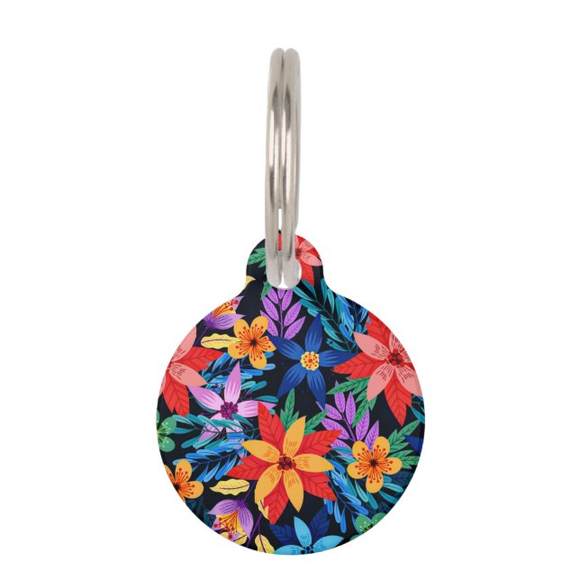 Colourful Exotic Floral Pattern-68578 Pet Tag (Front)