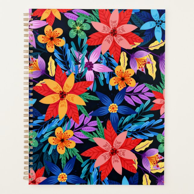Colourful Exotic Floral Pattern-68578 Planner (Front)