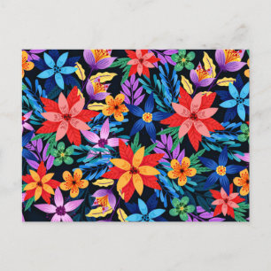 Colourful Exotic Floral Pattern-68578 Postcard