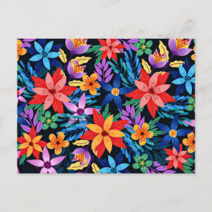Colourful Exotic Floral Pattern-68578 Postcard
