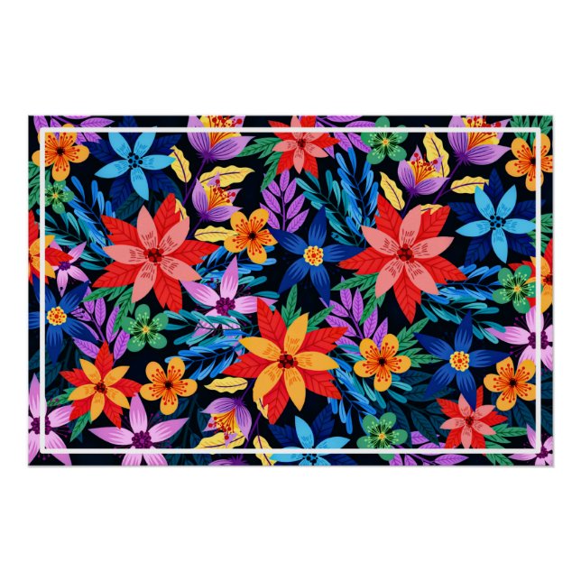 Colourful Exotic Floral Pattern-68578 Poster (Front)