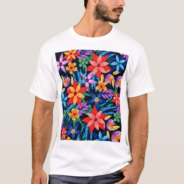 Colourful Exotic Floral Pattern-68578 T-Shirt (Front)