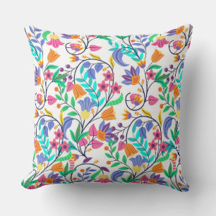 Colourful Exotic Floral Pattern Cushion