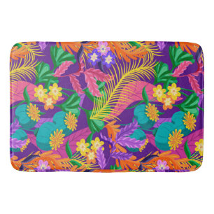 Colourful Exotic Floral Pattern Design Bath Mat
