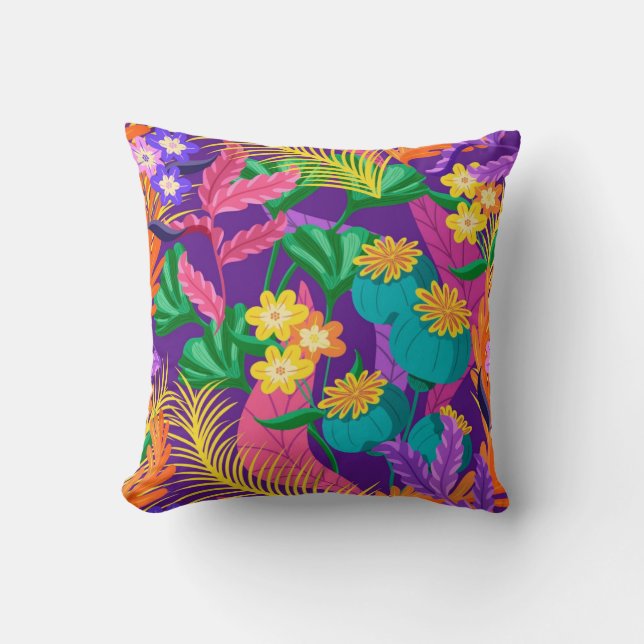 Colourful Exotic Floral Pattern Design  Cushion (Front)