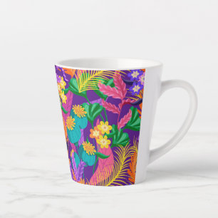 Colourful Exotic Floral Pattern Design Latte Mug