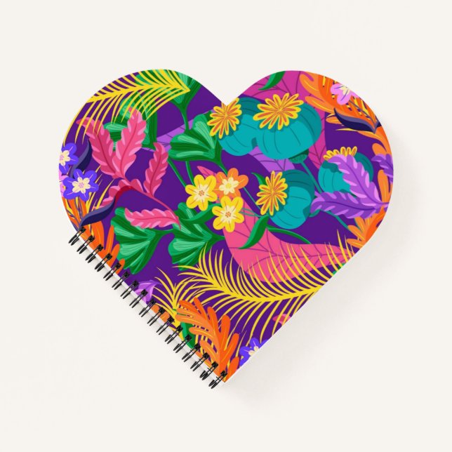 Colourful Exotic Floral Pattern Design  Notebook (Front)