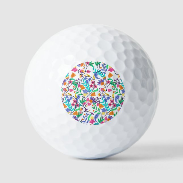 Colourful Exotic Floral Pattern Golf Balls (Front)